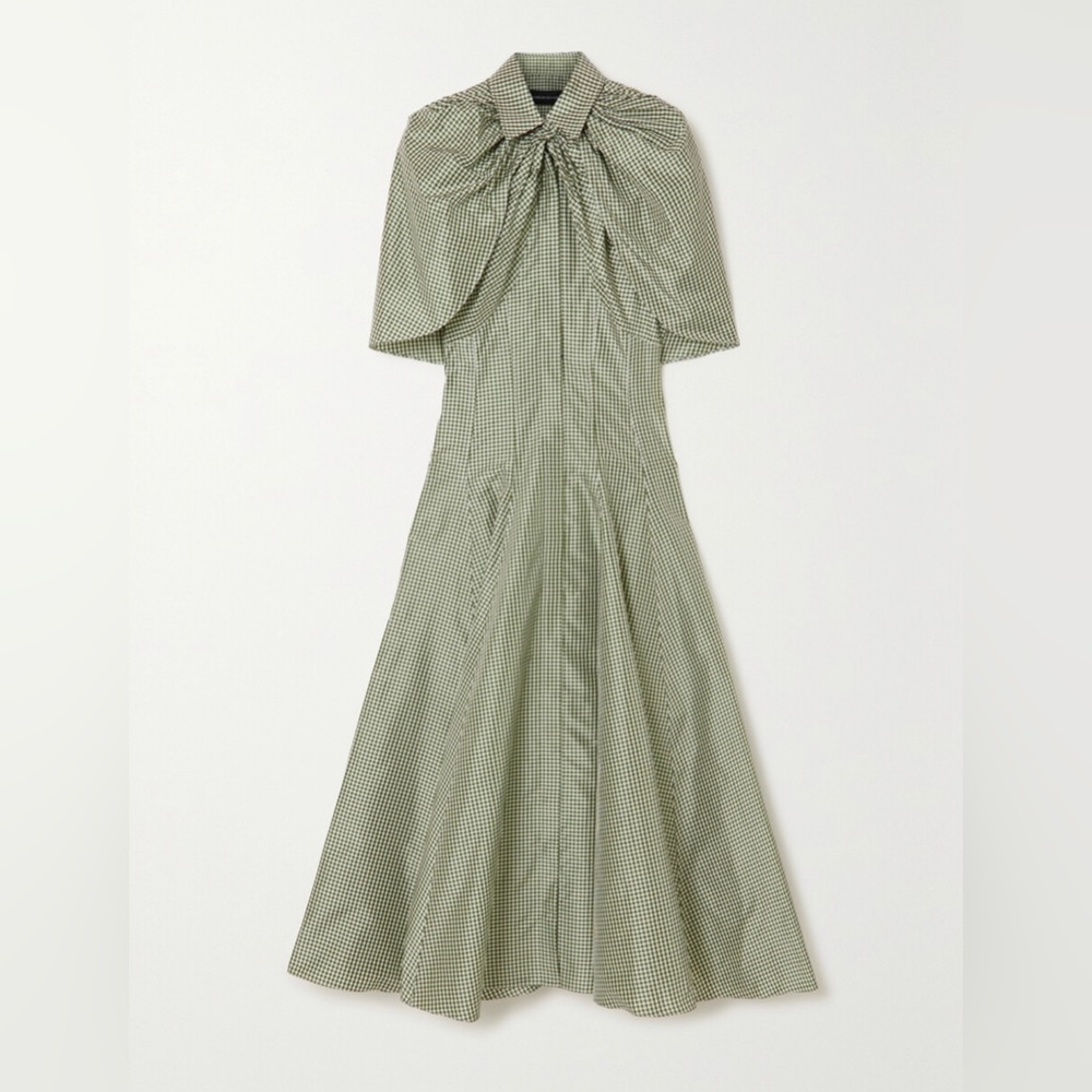BRANDON MAXWELL
Cape-effect gingham silk-shantung midi dress
